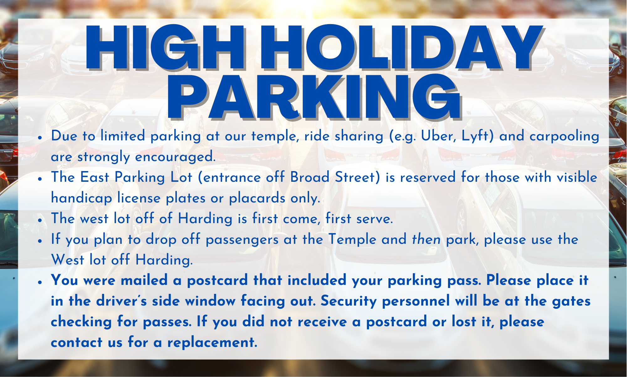 High Holiday Security and Parking High Holiday Security and Parking